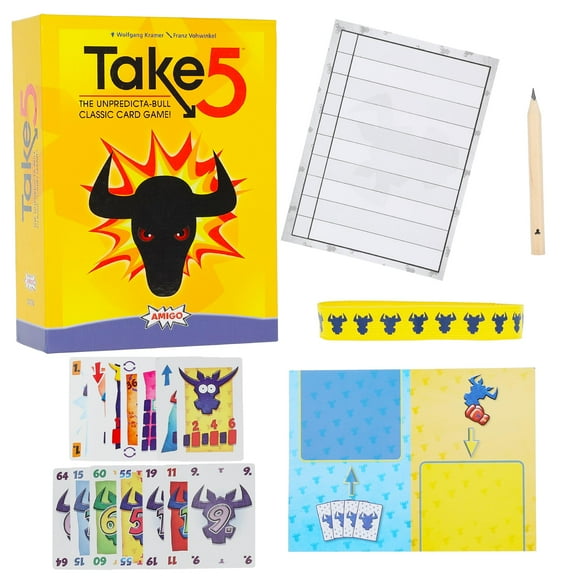 AMIGO Jeux Take 5 Jeu de Cartes Classique Édition 30e Anniversaire - Contient le Jeu de Base Bien-Aimé Plus la Variante Coopérative & Nouvelles Cartes Spéciales - Parfait pour Soirée Jeux en Famille - Enfants Adultes 8+