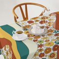 thumbnail image 2 of Retro Floral Tablecloth, Groovy Wavy Geometric Hippie Cute Flowers 70s 60s Yellow Orange Print Table Cloth Cover for Holiday Home Picnic Party Wedding Buffet 60x84inch, 2 of 6