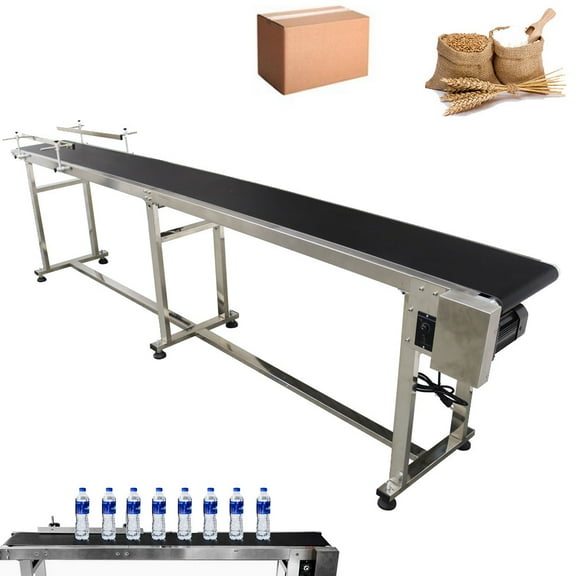 PVC Belt Conveyor with Double Fence Industrial Goods Conveyer Commodity Flat Conveyor 118" * 11.8"