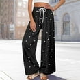 thumbnail image 2 of Women's Floral Print Palazzo Pants - High Waist Wide Leg Bohemian Summer Casual Trousers with Elastic Waist ,Black,2XL, 2 of 7