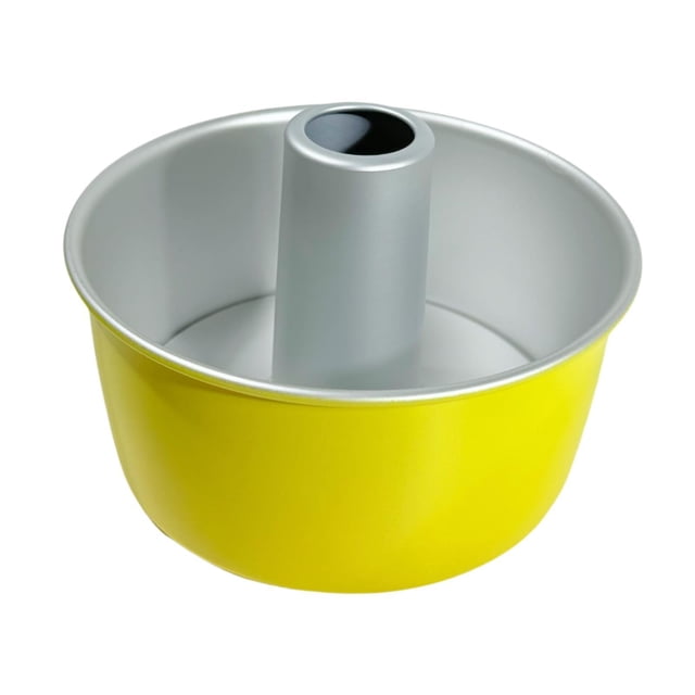 Molde para pastel Angel Food, redondo, antiadherente, con base desmontable y hueco. Amarillo