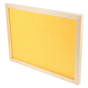 KALLORY 1Pcs Diy Message Board Yellow Wood Felt Cloth For Kids Photo Display Board 15.72x11.79x0.79in