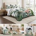 thumbnail image 6 of Quilts Twin Size Bedding Set, Summer Palm Tree Lightweight Quilted Comforter, Tropical Botanical Floral Coastal Soft Reversible Bedspread Coverlet with Pillow Covers for All Season, 68" x 86", 6 of 9