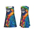 thumbnail image 3 of Bixox Robe Sans Manches Imprimé Perroquet Arc-en-Ciel Vibrant pour Femmes avec Poches, Robe Décontractée Longueur Genou pour l'Été-3TG, 3 of 7