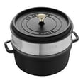 thumbnail image 1 of STAUB La Cocotte 5.25 L Cast Iron Round Cocotte With Steamer, Black, 1 of 6