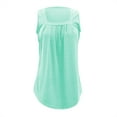 thumbnail image 4 of Pxiakgy Summer Tank Tops for Women Loose Fit Pleated Square Neck Sleeveless Tops Curved Hem Flowy Womens Tops Square Neck Loose Short Sleeve Beach Vacation Outfits Sleeveless Blouses Mint Green S, 4 of 6