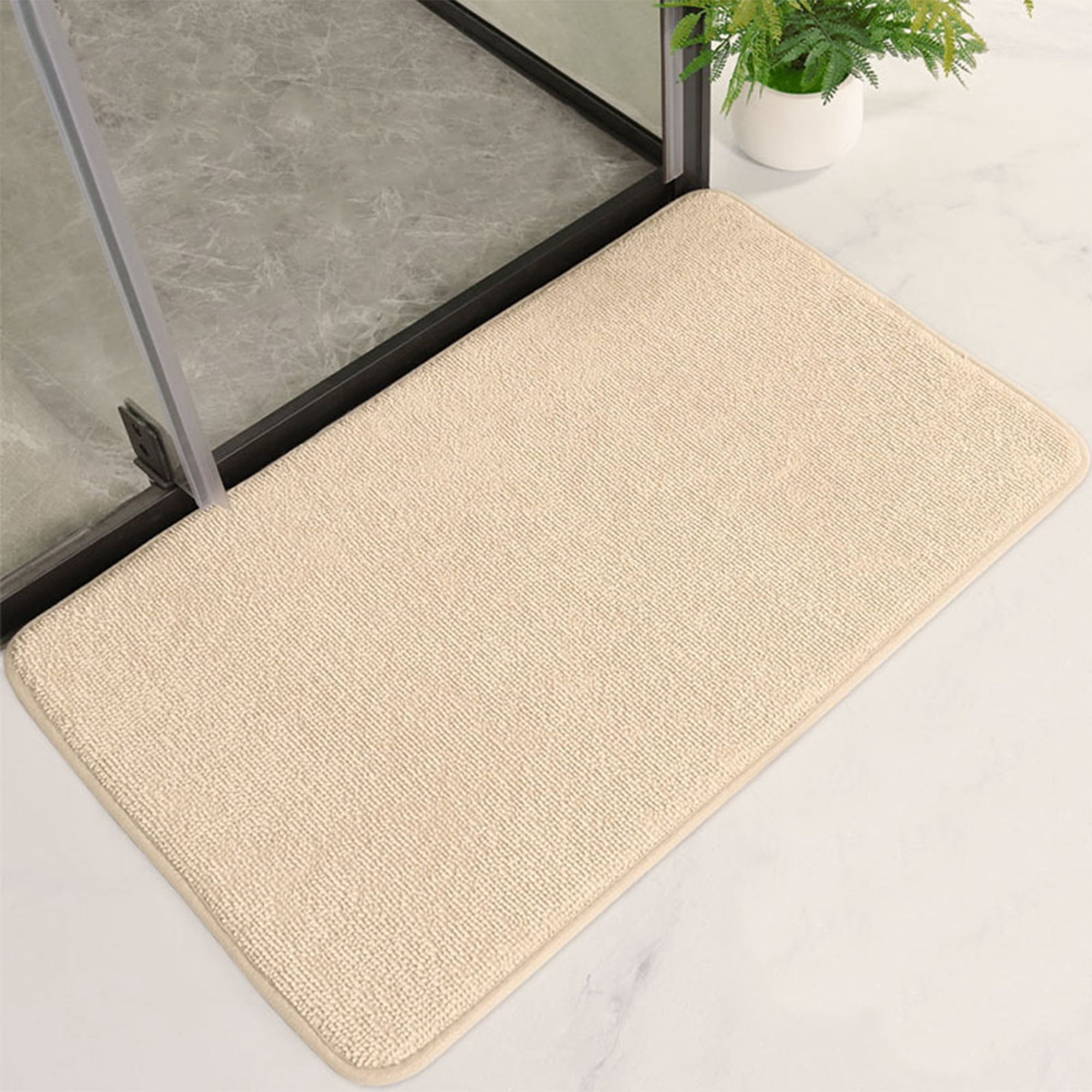 Unique Bargains Bathroom Rug Soft Non Slip Memory Foam Mat Khaki 20" x 32"