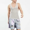 thumbnail image 2 of Men Micro Penetration Inner Top Lace Up Short Style Fashion Vest Shirt Running Workout Tee, 2 of 4