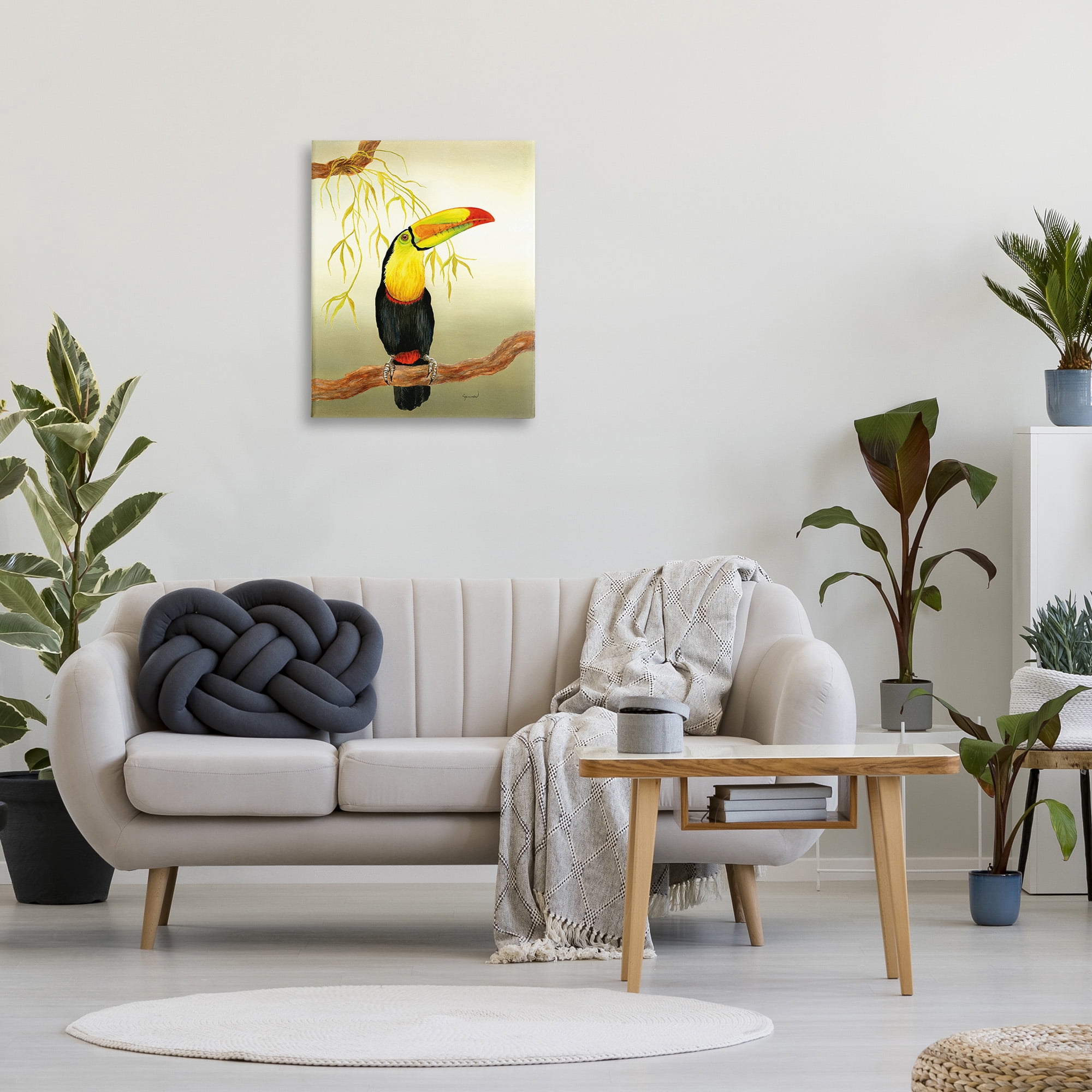 Stupell Industries Toucan on Forest Branch Animals & Insects Painting Gallery Wrapped Canvas Art Print Wall Art, 24 x 30