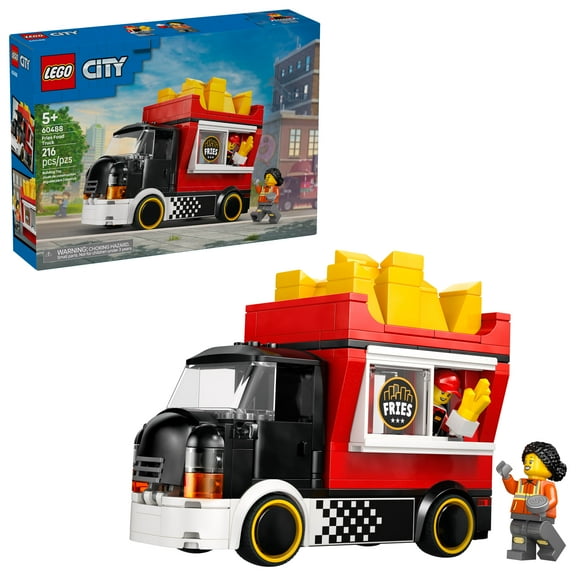 LEGO City Fries Food Truck Building Toy for Kids - Pretend Play Truck Toy for Boys & Girls, Ages 5  - Mobile Restaurant Playset W/2 Minifigures & Detachable Kiosk - Gift Idea for Birthdays - 60488