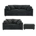 thumbnail image 5 of Roundhill Furniture Belvoir 3-Piece Living Room Set, Sofa Loveseat and Ottoman, Charcoal, 5 of 15