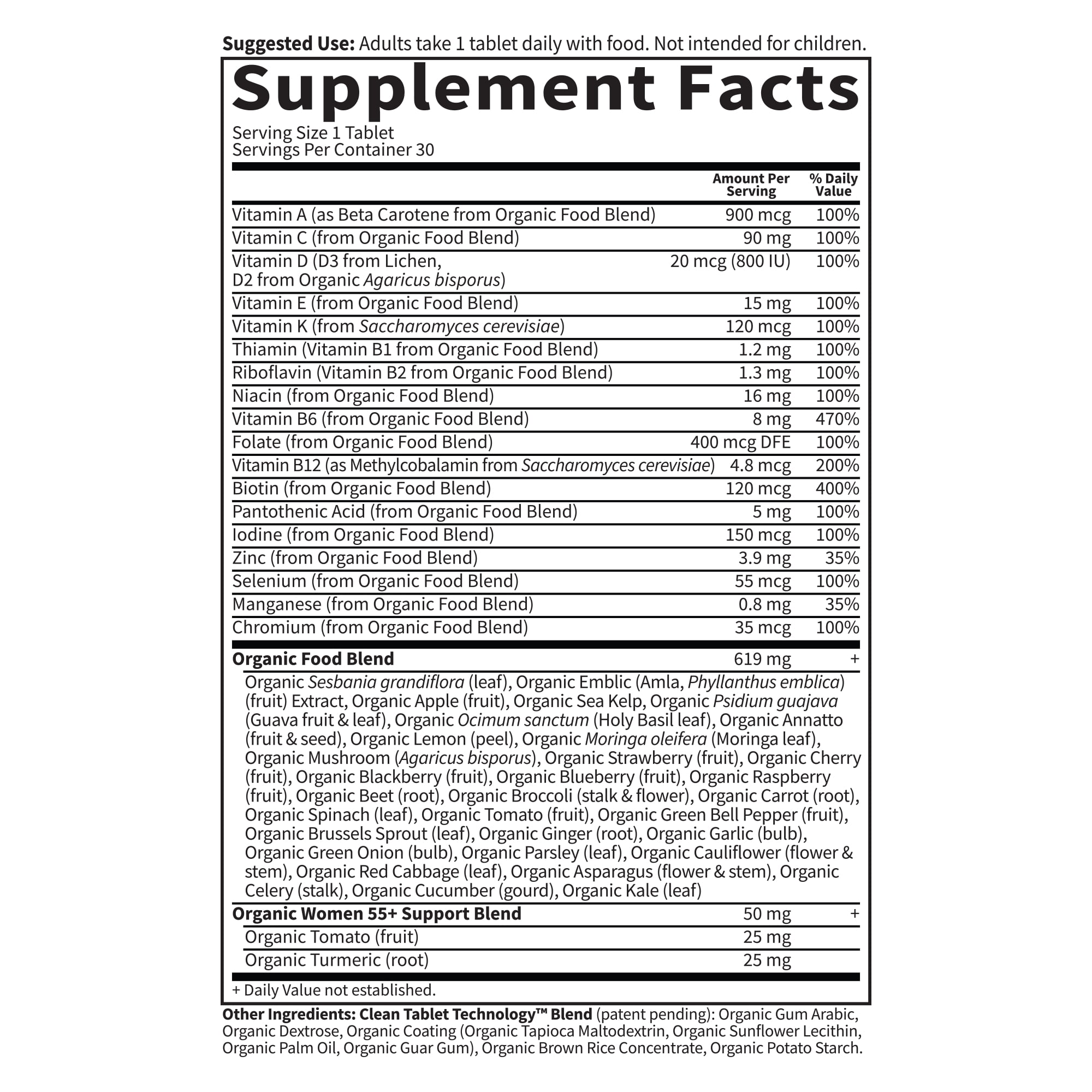 Garden of Life Organics Women’s 55+ Multivitamin | Once Daily | 30ct