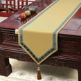 thumbnail image 5 of Table Runners,Solid Color Flannel Tassel Table Runners With Edge Design,Anti-slip Dust-proof Table Runner For Teahouse TV Cabinet Dining Table -Lake Blue-33x200cm, 5 of 9