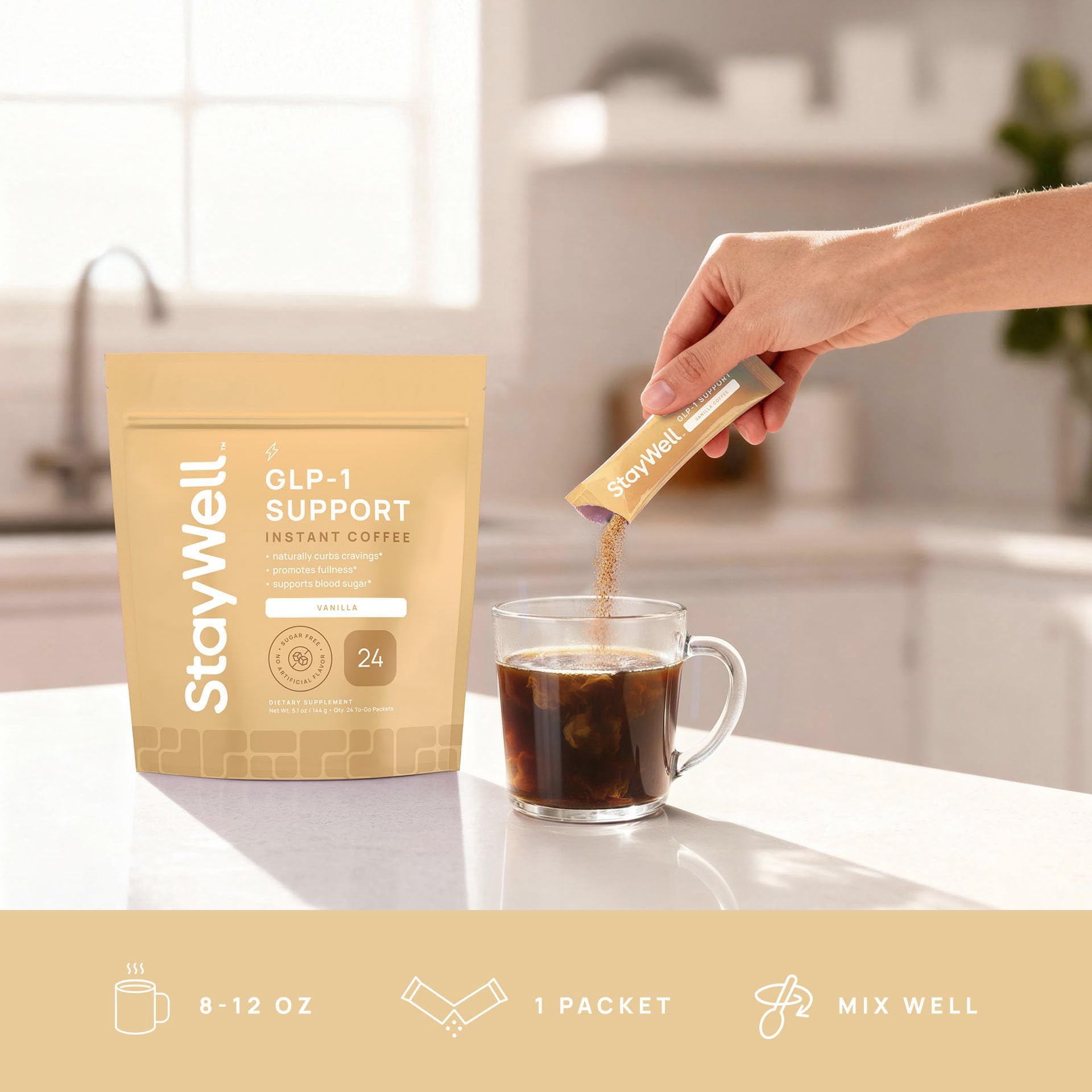 Slim Coffee GLP-1 Supplement | GLP 1 Booster to Control Appetite and Cravings | Great Tasting Metabolic Support - Coffee Bean Extract, Green Tea, Yerba Mate (Vanilla)