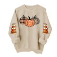 thumbnail image 3 of TKLPEHG Womans Thanksgiving Sweatshirts Plaid Polka Dots Pumpkin Graphic Sweatshirt Fall Fashion Crew Neck Holiday Tops Long Sleeve Casual Pullover (Khaki,L), 3 of 6