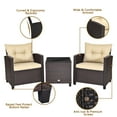 thumbnail image 4 of Patiojoy 3PCS Wicker Cushioned Conversation Set Outdoor Rattan Furniture w/Beige Cushions, 4 of 6