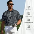 thumbnail image 4 of APTRO Mens Golf Shirt Hawaiian Polo Shirt Short Sleeve Dry Fit Performance Moisture Wicking Collared Polo Shirt With Print Leaf Black MPO78 S, 4 of 7