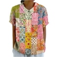 thumbnail image 2 of Summer Tops Viikei Womens Plus Size Tops Clearance,Women's Ladies Fashion Casual Cropped Short Sleeve Printing Loose Shirt Blouse Top Red XXXXXL, 2 of 5