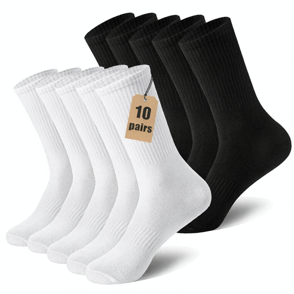 Usavemo 10 Pairs Crew Socks Casual Athletic Socks for Women Size 6-11