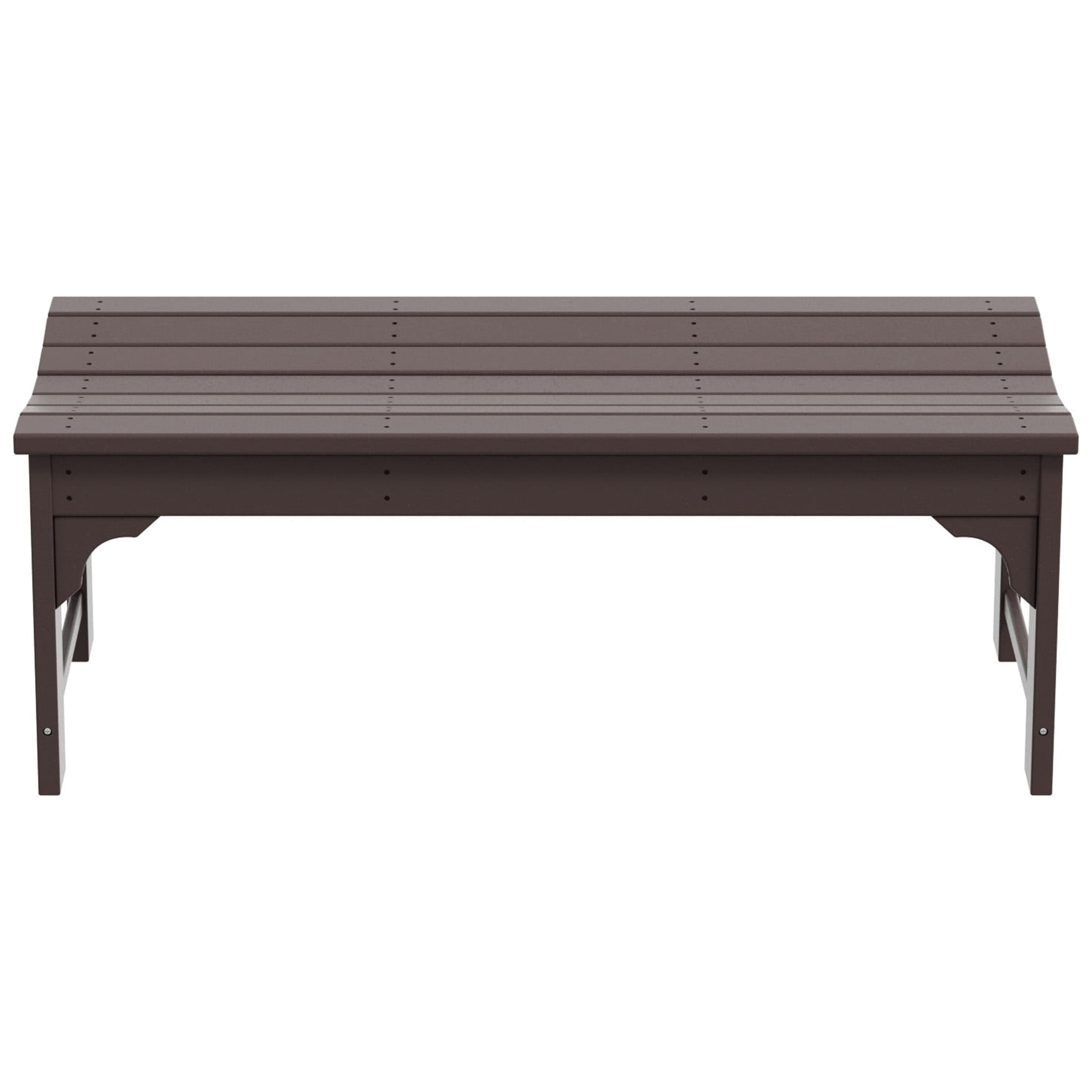 GARDEN Plastic Adirondack Backless Outdoor Bench for Patio Entryway, Dark Brown