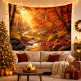 thumbnail image 3 of Autumn Forest Stream with Sunlit Trees and Mossy Rocks, Serene Rustic for Nature Lovers, Landscape Wall Art, Thanksgiving Gift, Tapestry Wall Hanging for Bedroom and Living Room, 3 of 7