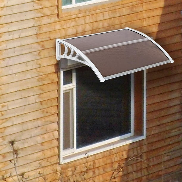 Zimtown Housse de terrasse pour fenêtre et porte d'entrée et auvent  extérieur (101,6 x 76,2 cm) (planche marron et support blanc) 