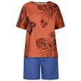 thumbnail image 4 of Aoujea 2 Piece Outfits for Women Plus Size 2PC Women Casual Summer Sports Suit Round Neck Print Short Sleeve Solid Shorts Set Two Piece Summer Sets, 4 of 8