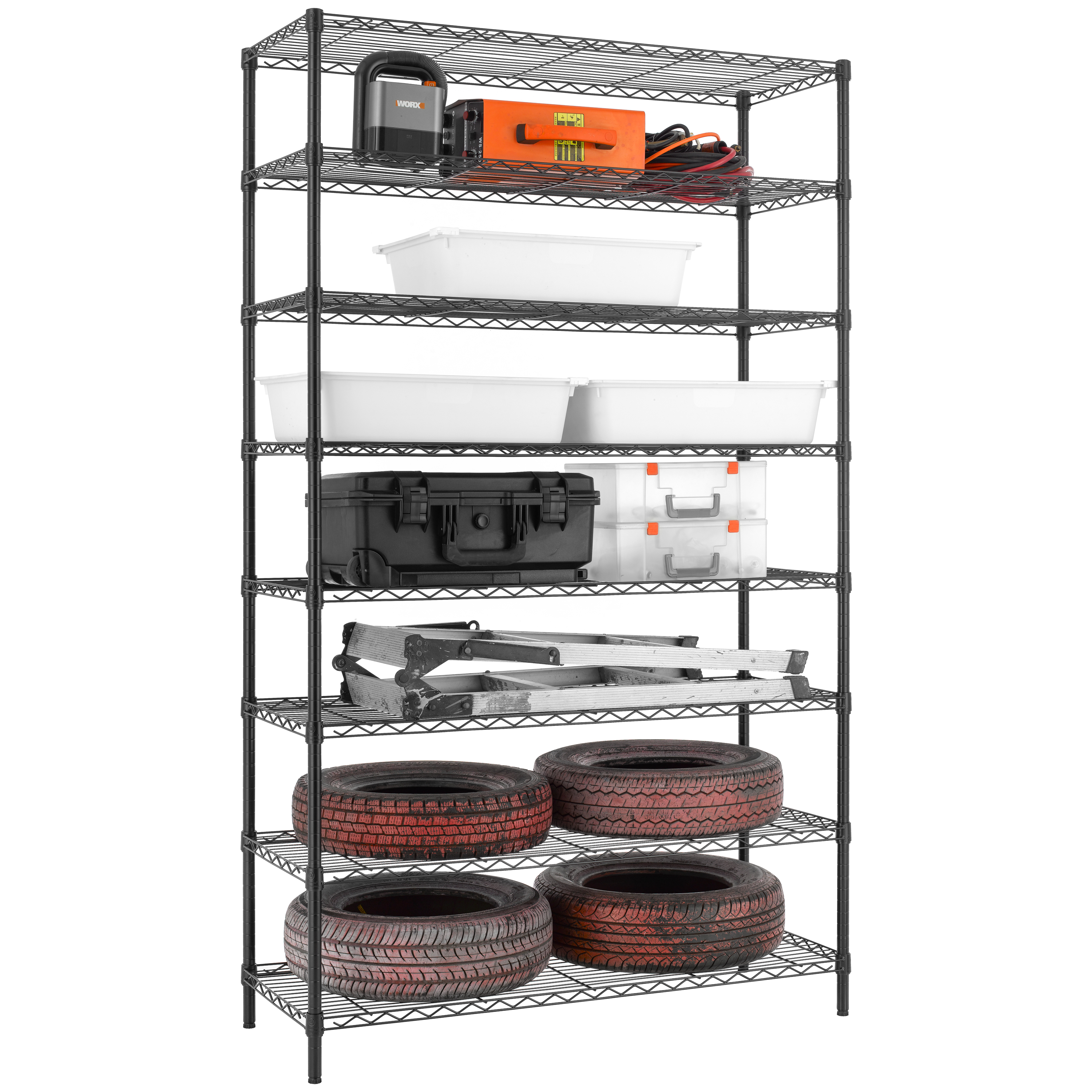 Finnhomy 4000LBS 8-Tier Wire Shelving Unit Adjustable Steel Wire Rack, 18x48x80.2 inches with 8 Shelves Metal Rack