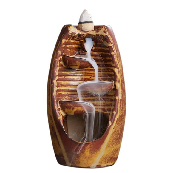 Ceramic Counterflow Incense Burner with 120 Incense Cones Creative Incense Holder Set for Home Office Decoration