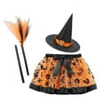 thumbnail image 2 of HCNTES Toddler Girls Witch Tutu Skirt Set with Hat & Broomstick 3 Pcs Dress Up Halloween Outfits 3 8Y(Orange&6,5-6 Years), 2 of 3