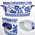 thumbnail image 2 of 2Pcs Blue and White Ceramic Planter Pot Vintage Floral Oval Cachepot Vase Glazed Chinoiserie Porcelain Style Decorative Bowl Vase No Drainage, 2 of 6