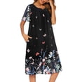 thumbnail image 3 of Ekouaer Womens Nightgown Short Sleeve House Dress with Pockets-Floral Print Mumu Dress, 3 of 6
