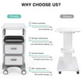 thumbnail image 3 of Ecojoy Mobile Trolley Cart, Portable Rolling Cart Beauty Salon Trolley Cart Storage Platform Carts with 330lbs Load, 2 Drawers, 1 Shelf and Handle, 3 of 8