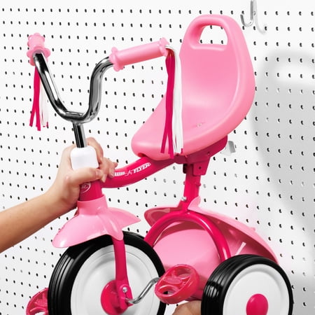 RADIO FLYER, READY TO RIDE FOLDING TRIKE, FULLY ASSEMBLED, PINK, BEGINNER TRICYCLE FOR KIDS, GIRLS 1.5 – 3 YEARS