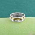 thumbnail image 4 of Meditation Spinner Ring in Solid 925 Sterling Silver Beaded Brass Spinner Fidget Band Jewelry for Women, 4 of 5