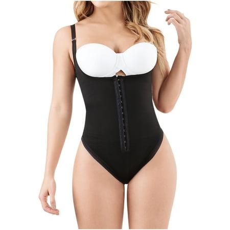 

LT.ROSE 21827 Fajas Colombianas Reductoras Slimming Tummy Control Thong Bodysuit for Women Black 2XL