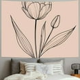 thumbnail image 2 of JEUXUS Pink Flower Line Art Floral Minimalist Botanical Tapestry Wall Hanging Painting, 2 of 6