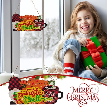 

Christmas Decorations Room Decor Christmas Tree Small Pendant Wooden Colored Drawing Pendant Bell Lattice Xmas Decorations