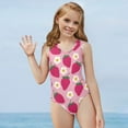 thumbnail image 5 of FOR U DESIGNS Cute One Piece Bathing Suit Size 3-4T Strawberry Daisy Polyester Activewear for Kids Teens Girls Fashion Sleeveless Swimwear, Pink, 5 of 8
