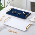 thumbnail image 3 of Table Tray Plastic Serving Trays, Modern Rectangular Decorative Tray, Food Tray for Eating Breakfast with Gold Handles - 16 x 8.7 Inches, 3 of 9