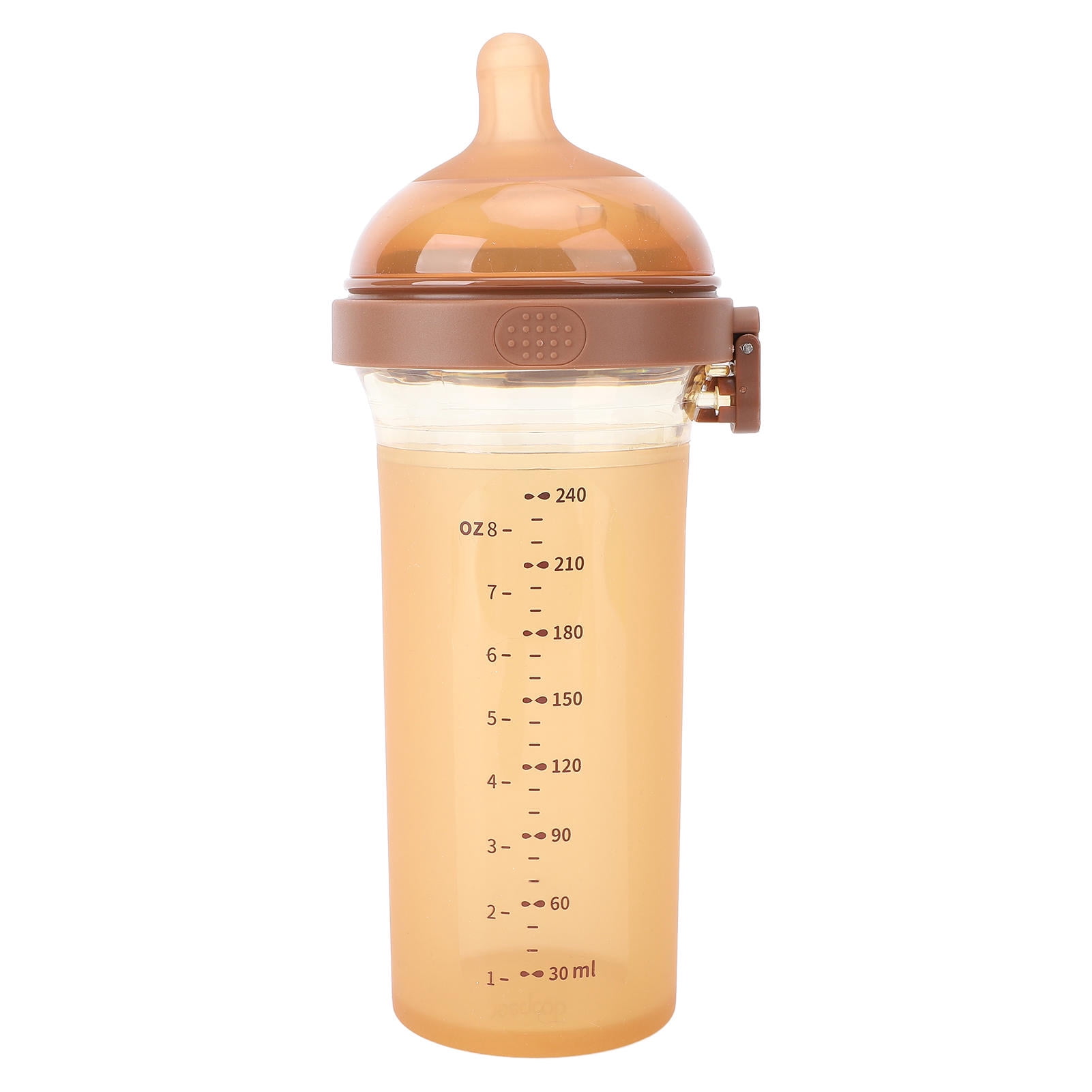 Xirurus Flip Top Silicone Baby Bottle, Wide Mouth PPSU Anti-Colic Infant Feeding Bottle, Shatterproof Vented Nursing Dispenser, 8 oz / 240ml, Clear, For Newborns 0-3 Months