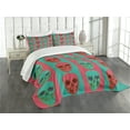 thumbnail image 3 of Ambesonne Modern Quilted Bedspread Set 3 Pcs, Skull Gothic, King Size, Jade Green Magenta, 3 of 5