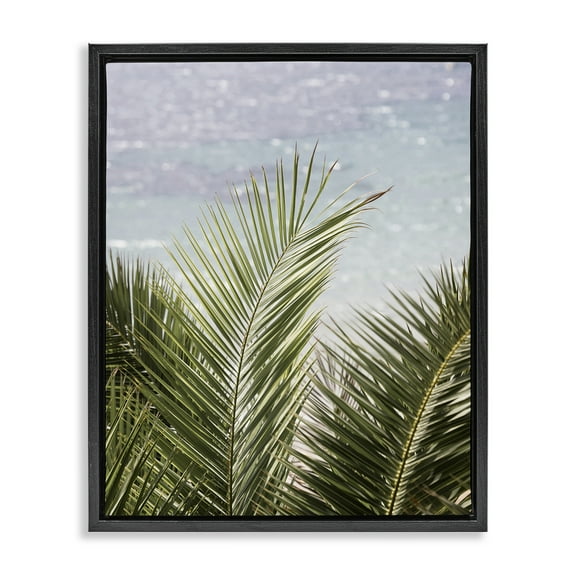 Stupell Industries Graceful Palms by Sea Nautical & Beach Photography Black Floater Framed Canvas Art Print Wall Art, 17 x 21