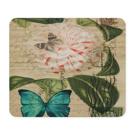 CafePress - Modern French Botanical Art Butterfly Floral Mouse - Non-slip Rubber Mousepad, Gaming Mouse Pad