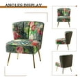 thumbnail image 4 of Upholstered Floral Accent Slipper Chairs Set of 2 Side Dining Chair Wingback Armless Sofa Tufted Back Golden Legs Home Living Room Bedroom Grey, 4 of 8