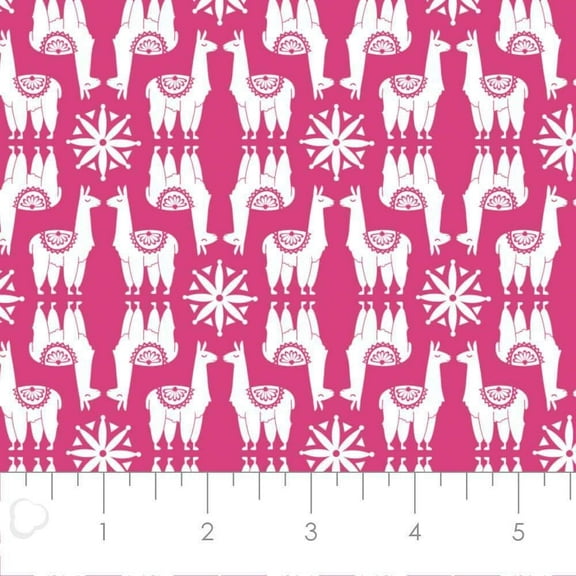 Camelot Fabrics Llama Drama Proud Llamas Magenta 100% Cotton Fabric sold by the yard