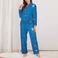 thumbnail image 2 of Picia Blue Christmas Pattern Women’s Long-Sleeve Sleepwear Set - Soft 2-Piece Loungewear with Pockets, Comfy PJs for Relaxing Nights-X-Large, 2 of 7
