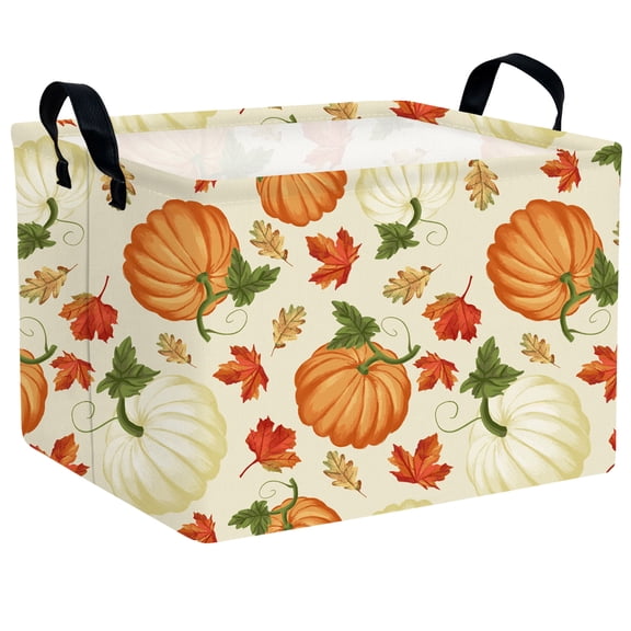 BOOHIT Large Halloween Gift Basket for Kids Cute Baby Candy Storage Bin Women Decor(Maple Leaf Orange White Pumpkin)