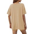 thumbnail image 2 of Women's Oversized 2 Piece Outfits V Neck T-Shirts Biker Shorts Tracksuit Hot Shot Reversible Sets, 2 of 6