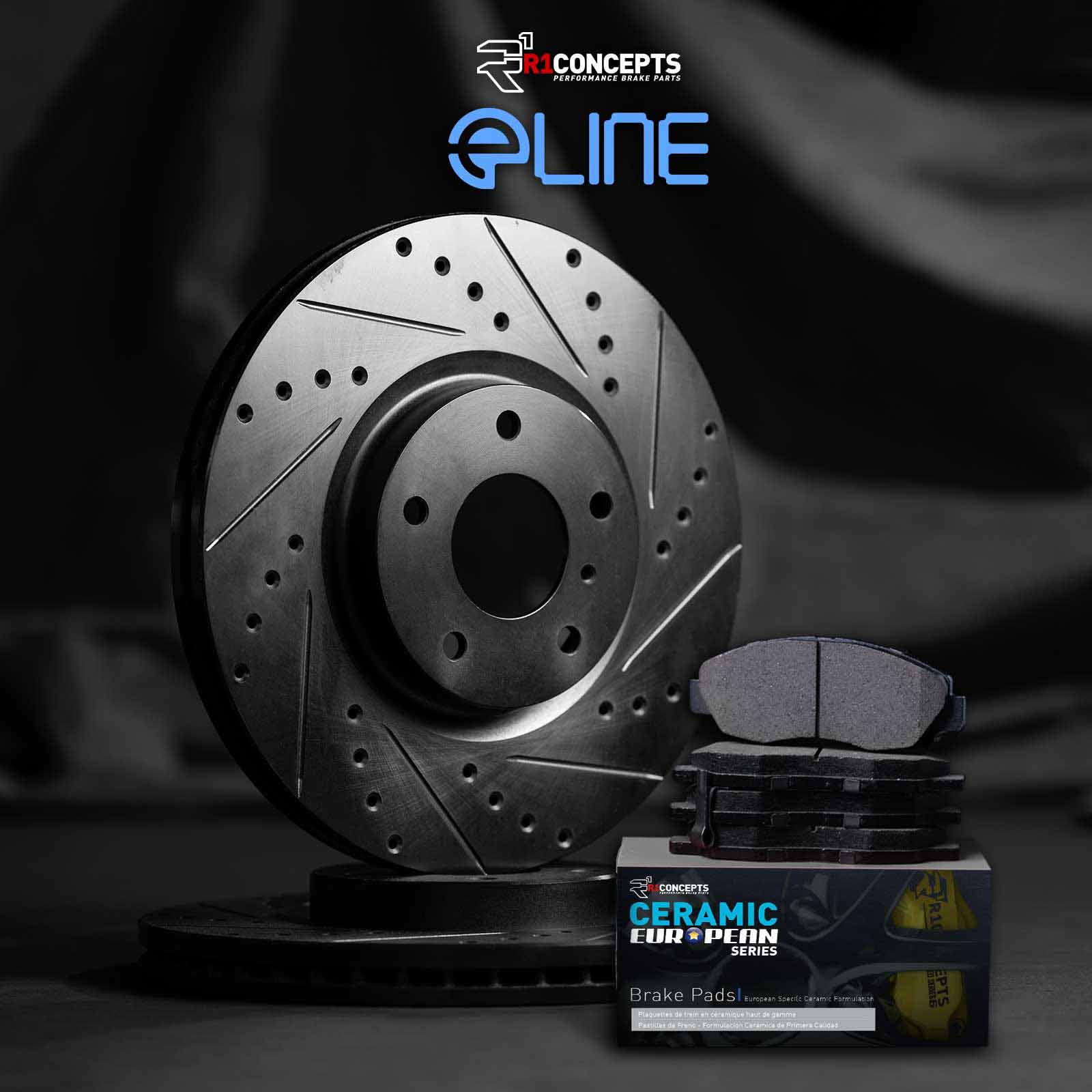 R1 Concepts Front Brakes and Rotors Kit |Front Brake Pads| Brake Rotors and Pads| Euro Ceramic Brake Pads and Rotors WHTN1-56000